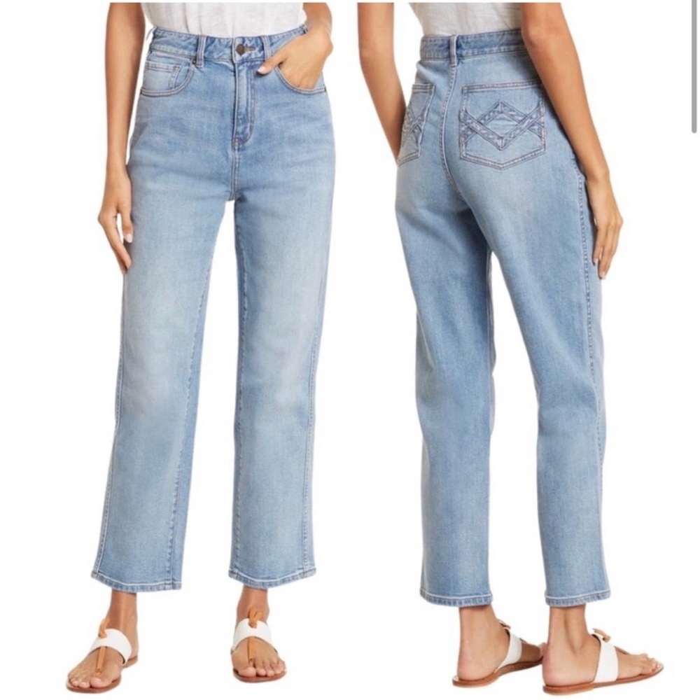 Faherty Rover Slim Ankle Straight Leg Jeans in Light Wash Indigo 28